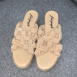Free People Highline Crochet Platform Sandals In Sand | Size 41 (US Size 9.5)